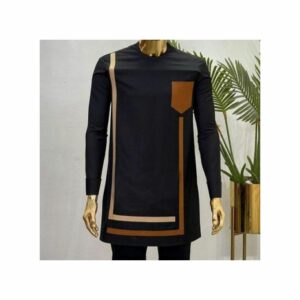 Men's Senator Native Wear (Black With Brown Design Long Sleeve)