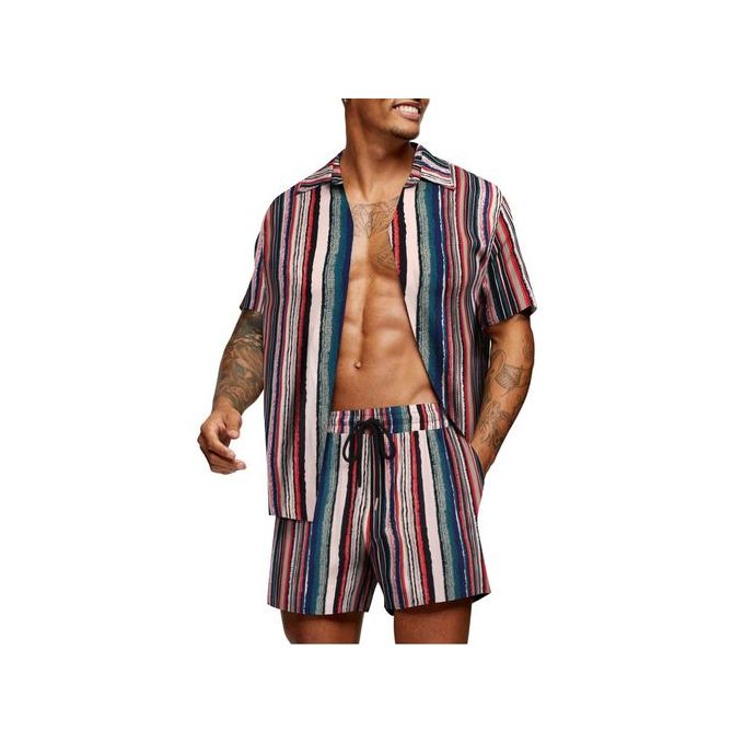 COOFENRISY Men's Flower Casual Button Down Short Sleeve Hawaiian Shirt Suits