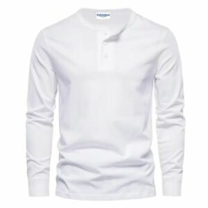 Danami Henley Long Sleeve T Shirt- White